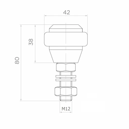 PSG gerubberiseerde geleidingsrol FI 42 mm voor schuifpoorten – draad M12 001-282 (2)