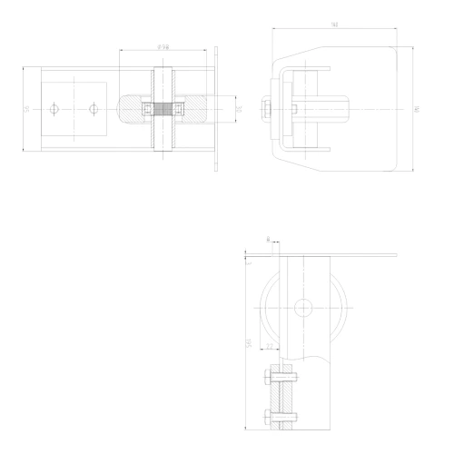 Galet de guidage PSG 140 mm avec embout pour portail coulissant autoportant 001-299 (2)
