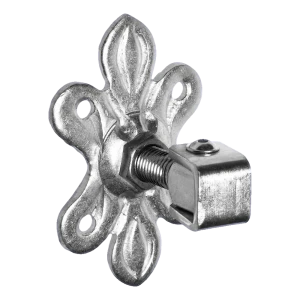 Charnière de portail réglable avec plaque décorative M20 160×105×6 mm acier galvanisé