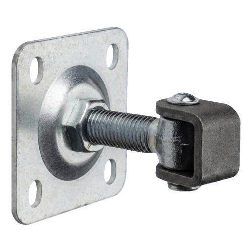 PSG instelbaar poorthengsel M20 met schild 100×100 mm gegalvaniseerd – zwarte scharnier 001-373 (1)