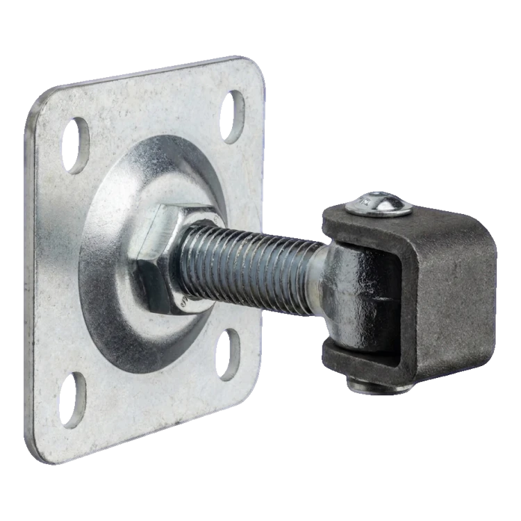 PSG charnière réglable de portail M20 avec plaque 100×100 mm galvanisée – oreille noire 001-373 (1)