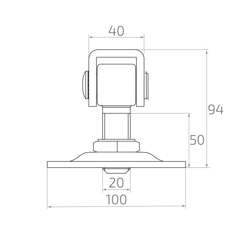 PSG charnière réglable de portail M20 avec plaque 100×100 mm galvanisée – oreille noire 001-373 (5)