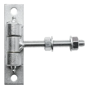 Charnière de portail réglable M12 galvanisée – plaque 130×30 mm