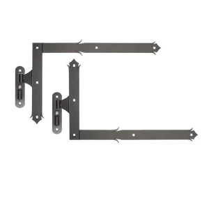 Charnière d'angle décorative à pivot H400 x L650 – kit pour un vantail, noir