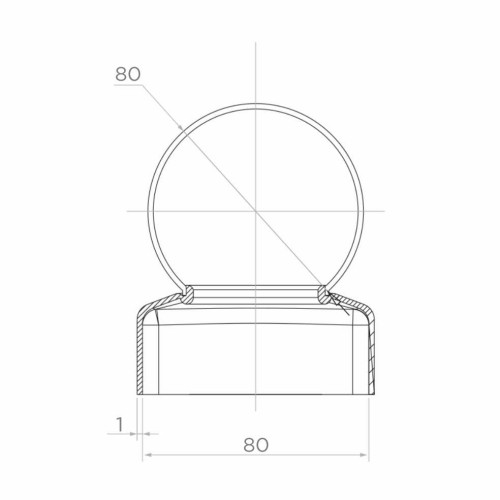 Gegalvaniseerde stalen hekwerk afdekkap 80×80 mm met bol fi 80 mm 001-565 (2)