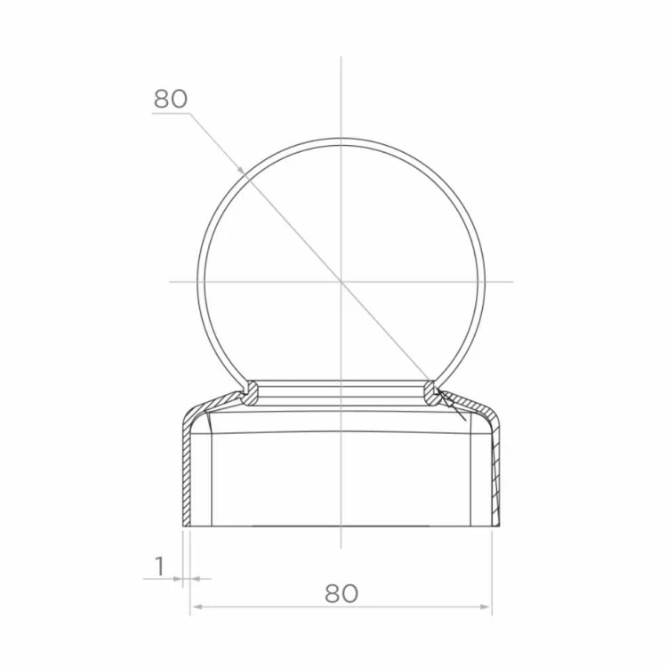 Gegalvaniseerde stalen hekwerk afdekkap 80×80 mm met bol fi 80 mm 001-565 (2)