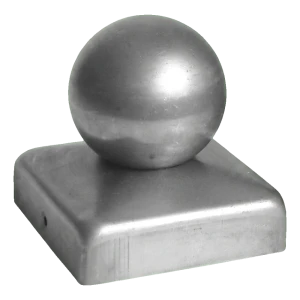 Chapeau en acier pour poteau de clôture 100×100 mm avec boule Ø 60 mm – brut