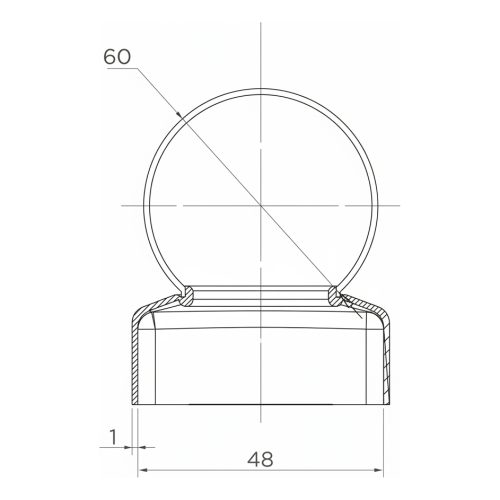 Hekwerkkapje van staal voor paal Ø 48 mm met sierbol Ø 60 mm 001-591 (2)