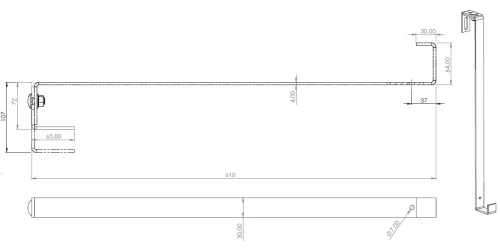 Verstelbare dakhaak S610 voor hellende daken 610x30x4mm RVS M10 PV-08-30 (2)