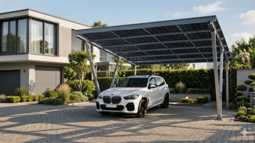 Carport Photovoltaïque VICA pour 2 véhicules SOLO Abri Solaire GPV-105-02 (2)