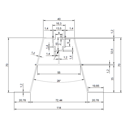 Pont trapézoïdal aluminium PV avec EPDM H70 L330 pour tôle trapézoïdale 001-777 (2)