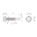 Zelfborende schroef DIN 7504 K 4,8x19 mm – roestvrij staal A2, zeskantskop met flens 001-923 (2)