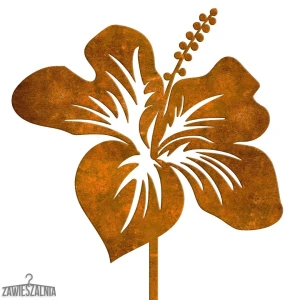 Piquet de jardin – décoration de jardin Hibiscus en acier corten 19×97 cm