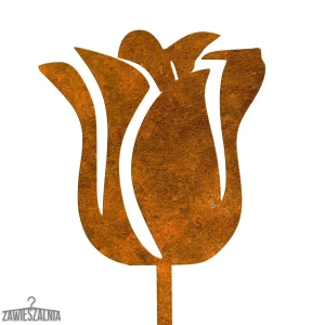 Décoration de jardin – tulipe rouillée en acier corten 14×95 cm à piquer en terre