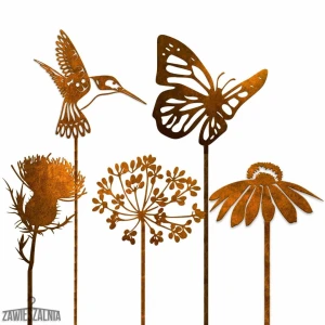 Zawieszalnia – bijoux de jardin set rouillé 5 ornements XXL en acier corten 101 cm
