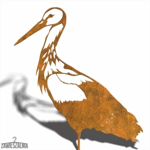 Décoration de jardin Cigogne XXL en acier corten 96 cm – à piquer en terre
