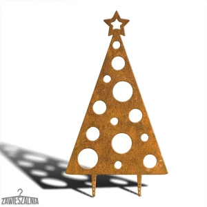 Sapin de jardin décoratif XXL 92 cm en acier corten, motif points – à planter