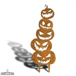 Zawieszalnia – décoration de jardin Stracho Citrouilles XL 78 cm, décoration d'Halloween en acier corten