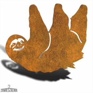 Suspension décorative – paresseux XL suspendu en acier Corten pour jardin 55×48 cm