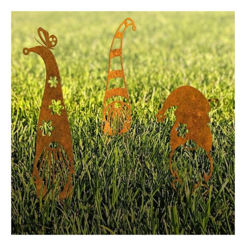 Tuindecoratie Kabouter Vrolijkerd L 21×41 cm – cortenstaal met natuurlijke patina 1008-1465-2 (2)