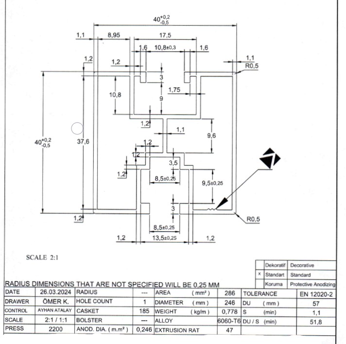 Profilé aluminium 240cm 40x40 pour boulons hexagonaux PV-01-27 (4)