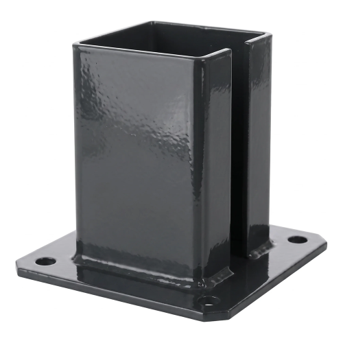 Base en acier pour poteau de clôture 100×100 mm – pied de fixation graphite RAL 7016 000-792 (1)