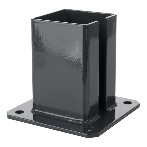 Stalen voetplaat voor tuinpaal 100×100 mm – montagevoet grafiet RAL 7016 000-792 (1)