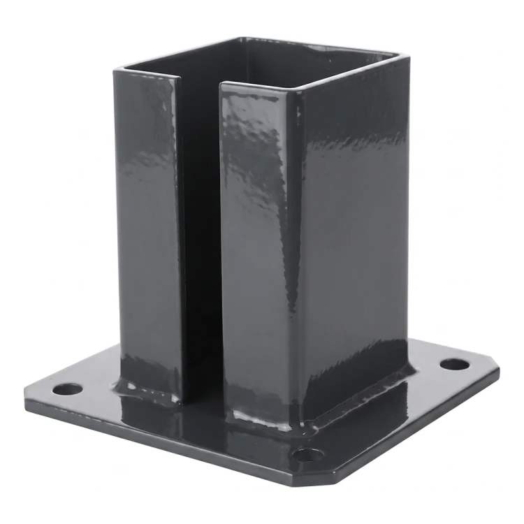 Stalen voetplaat voor tuinpaal 100×100 mm – montagevoet grafiet RAL 7016 000-792 (2)