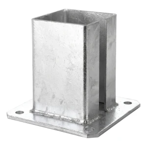 Platine de fixation en acier pour poteau de clôture et de portail 100×100 mm galvanisée