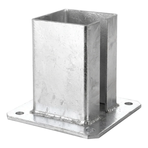 Stalen paalvoet voor omheinings- en poortpaal 100×100 mm, verzinkt 000-789 (1)