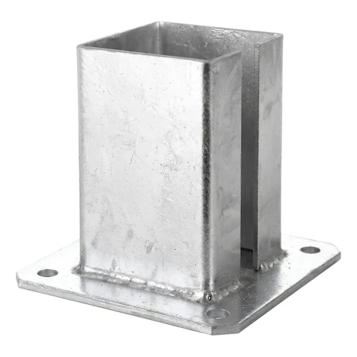 Stalen paalvoet voor omheinings- en poortpaal 100×100 mm, verzinkt 000-789 (1)