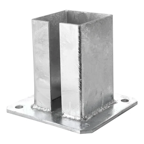 Stalen paalvoet voor omheinings- en poortpaal 100×100 mm, verzinkt 000-789 (2)