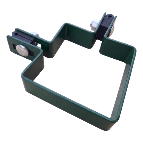 Hoekbeugel voor omheining 80×80 mm groen RAL 6005 – complete montageset 001-610 (1)