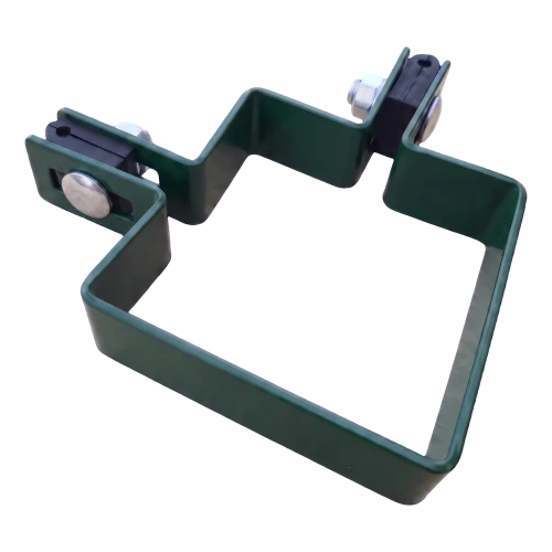Hoekbeugel voor omheining 80×80 mm groen RAL 6005 – complete montageset 001-610 (1)