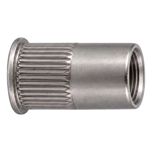 Écrou à river en acier inoxydable A4 M6×14 mm – petite tête conique, corps moleté – carton de 250 pcs