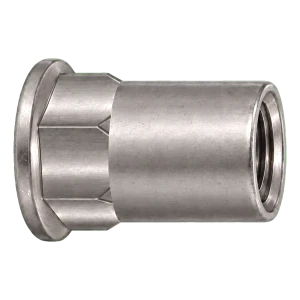 Écrou à river M8 inox A4 – tête plate, corps semi-hexagonal – carton de 250 pcs