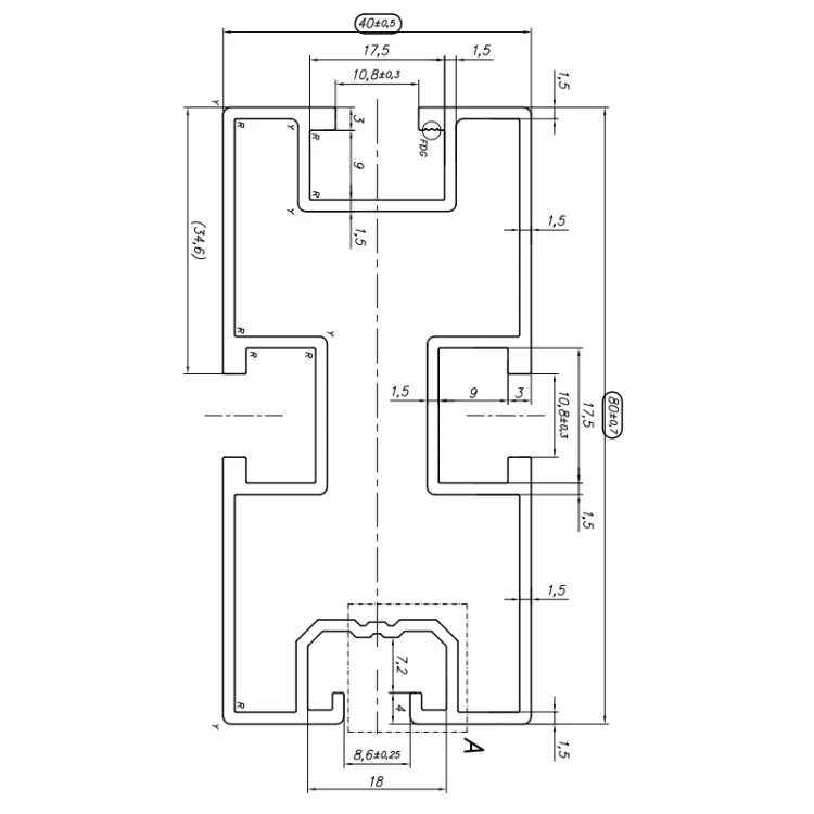 Profil en aluminium 665cm 80x40 pour vis à tête hexagonale PV-01-22 (2)