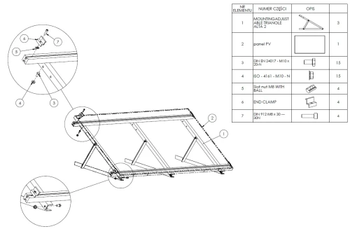 Triangle de montage, réglable - 15-30 horizontal - 980x371x850 PV-09-08 (1)