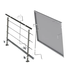 Kit de montage photovoltaïque Balus 1 pour balustrade de balcon acier inoxydable H17 aluminium 6060 max 1052mm