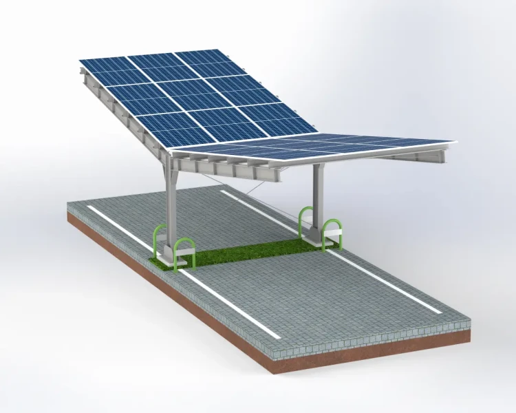 Carport Photovoltaïque pour 2 véhicules T 11,4m x 3,3m Abri Solaire GPV-101-08 (2)