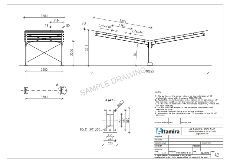 Carport Photovoltaïque pour 2 véhicules T 11,4m x 3,3m Abri Solaire GPV-101-08 (4)