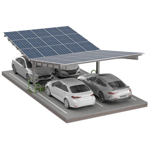 Carport Fotovoltaïsche schuur voor 4 Voertuigen T 11,4m x 5,2m Zonnecarport GPV-101-13