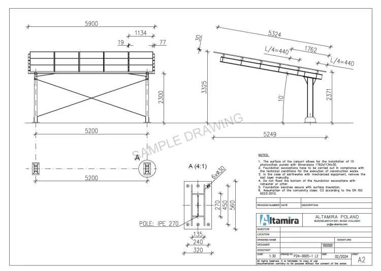 Carport Photovoltaïque pour 2 véhicules L 5,7m x 5,2m Abri Solaire GPV-101-14 (5)