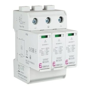 Parafoudre ETI PV DC Type 1+2 (Classe B+C) 1200V 3P 12,5kA 4,4kV