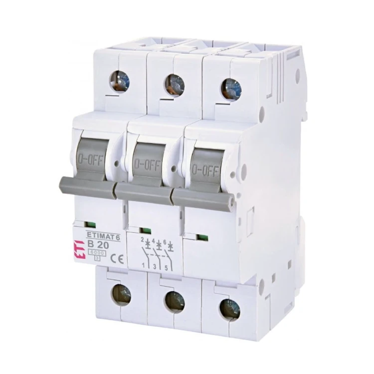 ETI Disjoncteur de surintensité B 20A 3P 6kA GPV-401-102