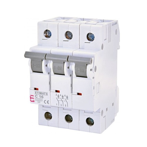 ETI Disjoncteur de surintensité C 16A 3P 6kA GPV-401-118