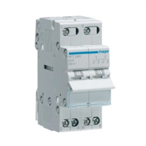 Hager Interrupteur modulaire d'installation I-0-II (1-0-2) point commun par le haut 2P 40A 230V AC