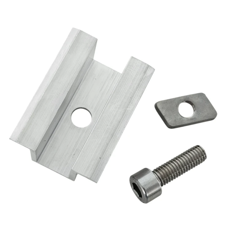 Pince centrale H25 L50 brute avec vis M8x20 et insert pour panneaux de 30mm PV-04-16 (2)