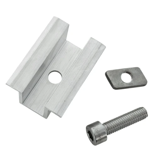 Middenklem H25 L50 ruw met M8x25 schroef en inzetstuk voor 35 mm panelen PV-04-17 (2)
