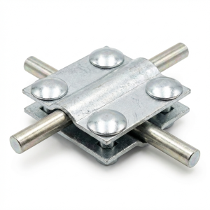 Raccord en croix 4 trous 2 plaques B jusqu'à 30mm galvanisé